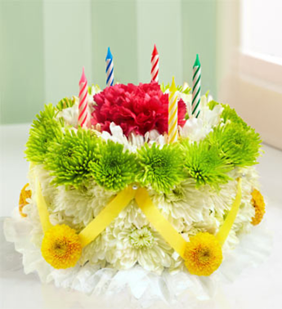 Green and Yellow Flower Cake