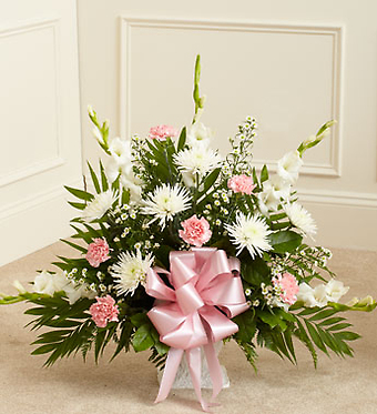 Tribute Pink & White Floor Basket