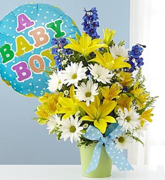 Baby Blue Bouquet and Balloon