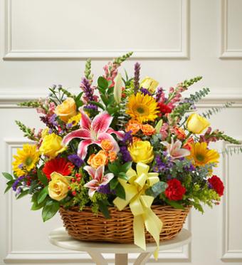 Bright Sympathy Flower Basket