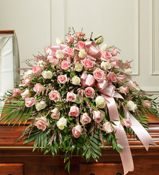 Pink And White Half Casket Cover
