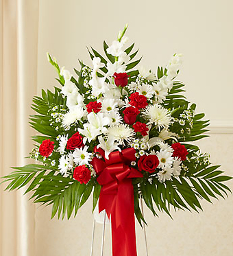 Heartfelt Sympathies Red &amp; White Standing Basket