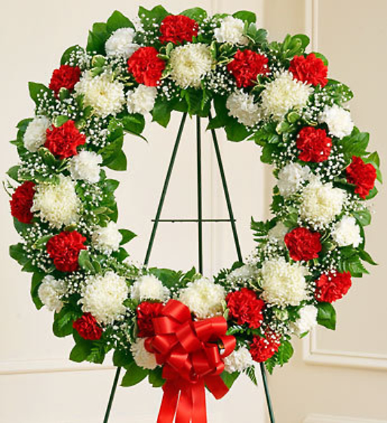 Serene Blessings Standing Wreath - Red & White